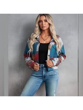Geo Print Drop Shoulder Jacket